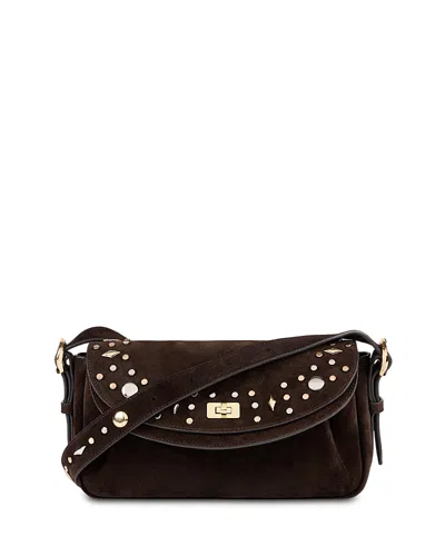 Sandro Le Mambo Janys Studded Suede Bag In Brown