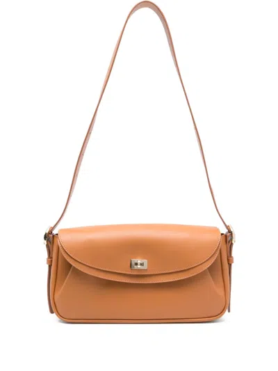 Sandro Leather Shoulder Bag In Brown
