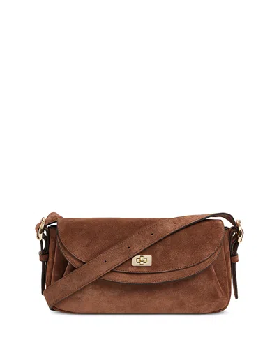 Sandro Le Mambo Medium Suede Shoulder Bag In Brown