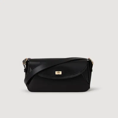 Sandro Le Mambo Plain Leather Bag In Black