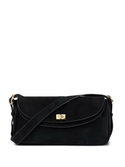 Sandro Le Mambo Suede Shoulder Bag In Black