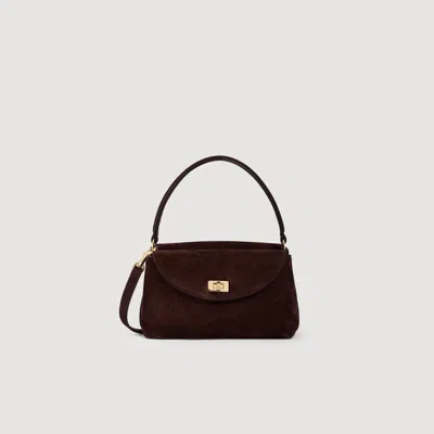 Sandro Le Mini Grand Bazaar Suede Bag In Brown