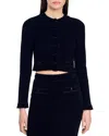 Sandro Leandro Velvet Knit Cardigan In Black