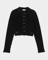 SANDRO LEANDRO VELVET POINTELLE CROPPED CARDIGAN