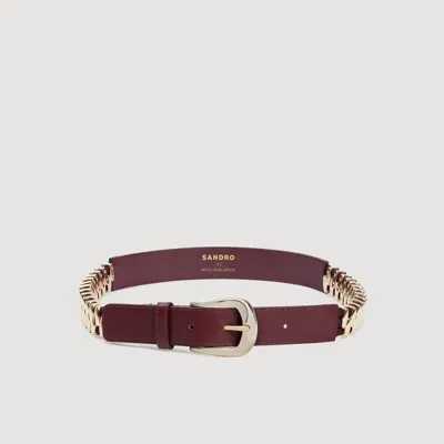 Sandro Leather And Metal Belt In Red