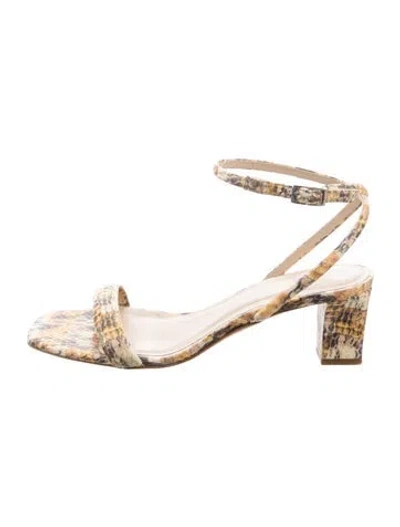 Pre-owned Sandro Leather Animal Print Sandals In Neutrals