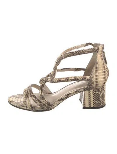 Pre-owned Sandro Leather Animal Print Sandals In White