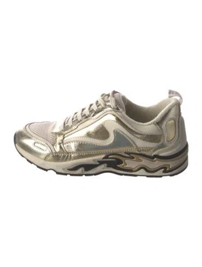 Pre-owned Sandro Leather Athletic Sneakers In Gold