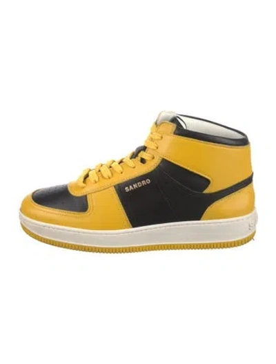 Pre-owned Sandro Leather Athletic Sneakers In Yellow