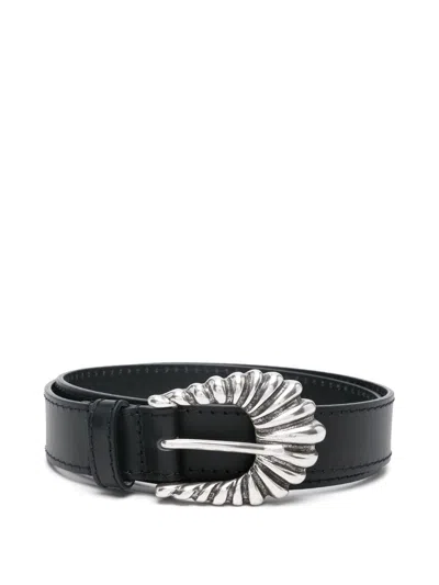 Sandro Leather Belt In Black