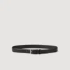 Sandro Mens Black Rectangular-buckle Leather Belt In Black
