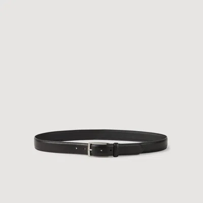 Sandro Leather Belt In Black