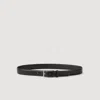 Sandro Mens Black Rectangular-buckle Leather Belt In Black