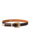 Sandro Leather Tooled-buckle Belt In Bordeaux