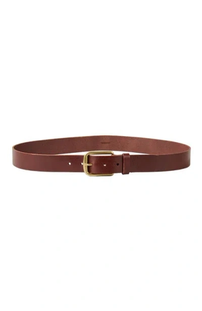 Sandro Leather Belt In Chocolate