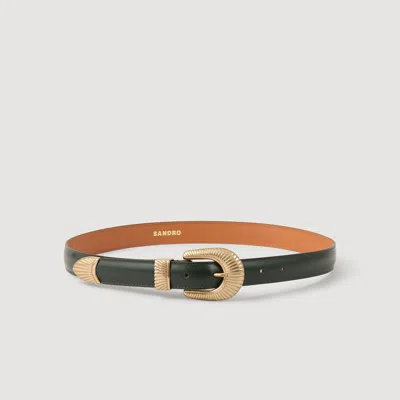 Sandro Leather Belt In Pattern