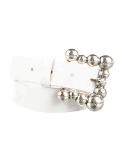 Pre-owned Sandro Leather Belt In White