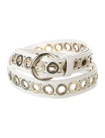 Pre-owned Sandro Leather Belt In White