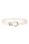 Sandro Smooth Leather Metal Buckle Belt In White