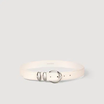 Sandro Leather Belt With Metal Buckle In Orange