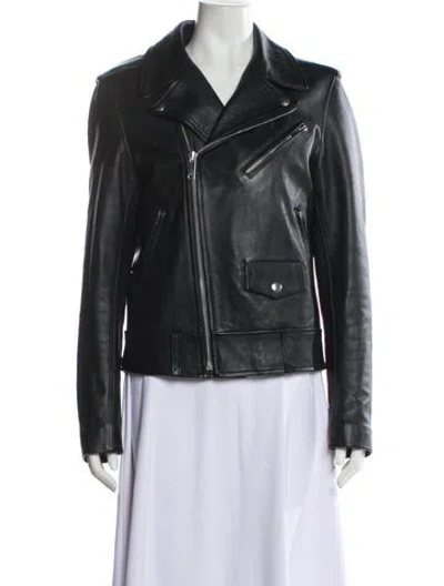 Pre-owned Sandro Leather Biker Jacket In Black