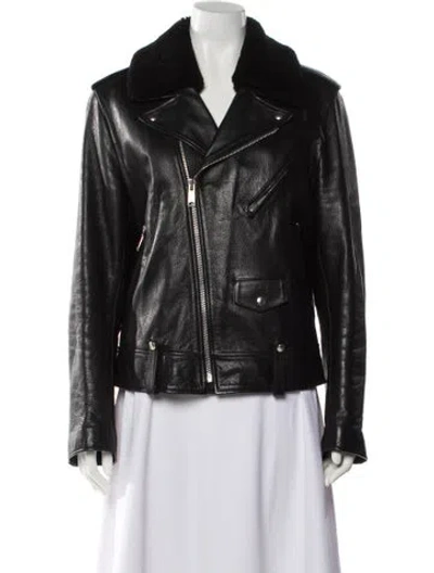 Pre-owned Sandro Leather Biker Jacket In Black
