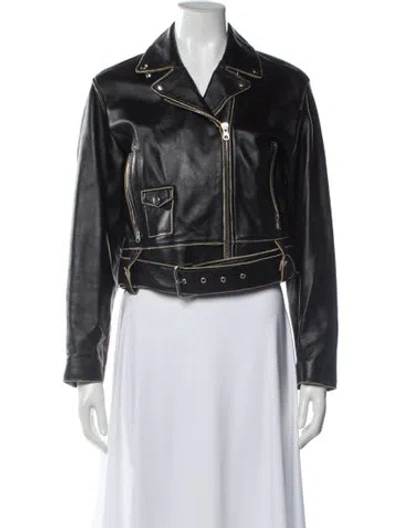 Pre-owned Sandro Leather Biker Jacket In Black