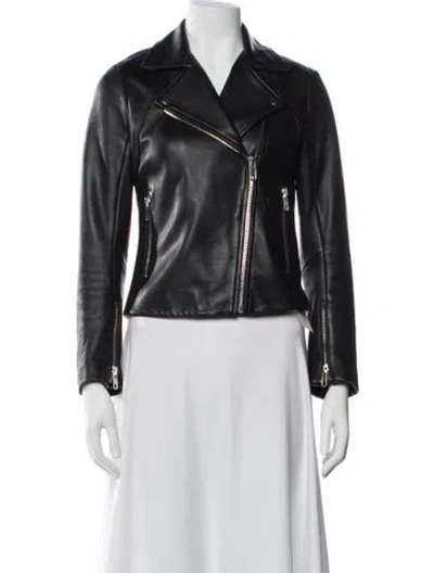 Pre-owned Sandro Leather Biker Jacket In Black