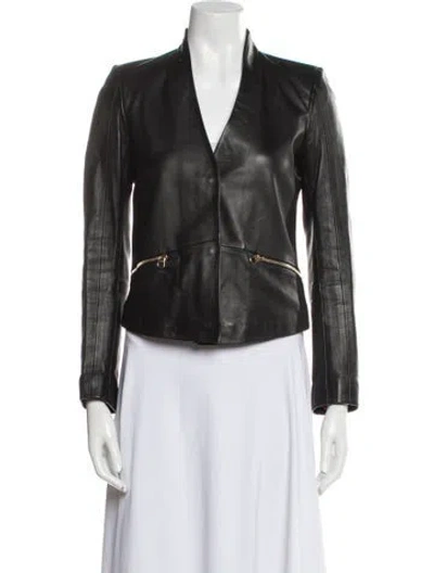 Pre-owned Sandro Leather Biker Jacket In Black