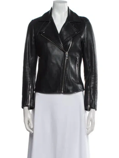 Pre-owned Sandro Leather Biker Jacket In Black