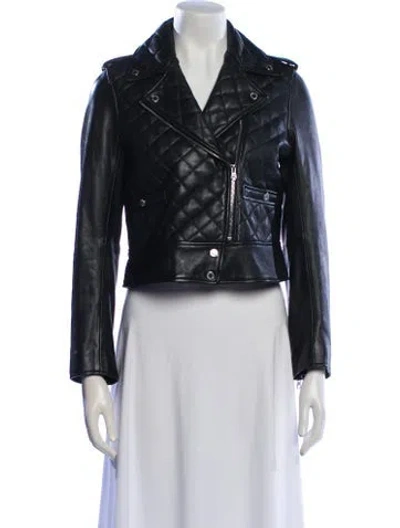 Pre-owned Sandro Leather Biker Jacket In Black