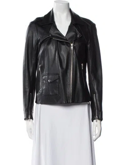 Pre-owned Sandro Leather Biker Jacket In Black