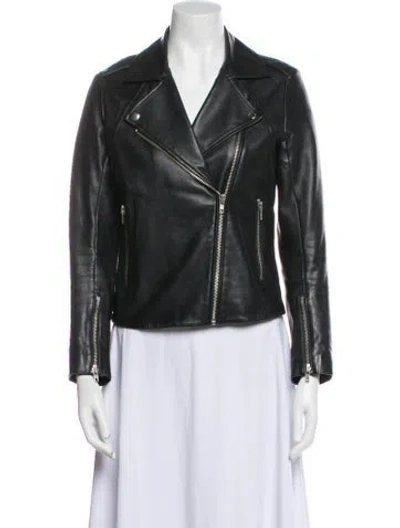 Pre-owned Sandro Leather Biker Jacket In Black