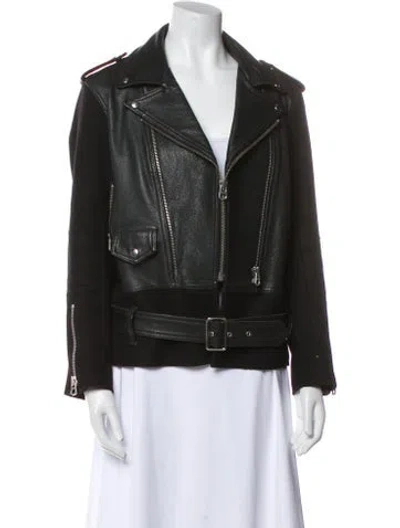 Pre-owned Sandro Leather Biker Jacket In Black