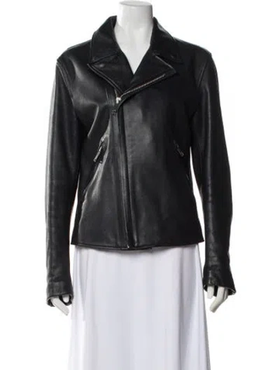 Pre-owned Sandro Leather Biker Jacket In Black