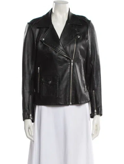 Pre-owned Sandro Leather Biker Jacket In Black