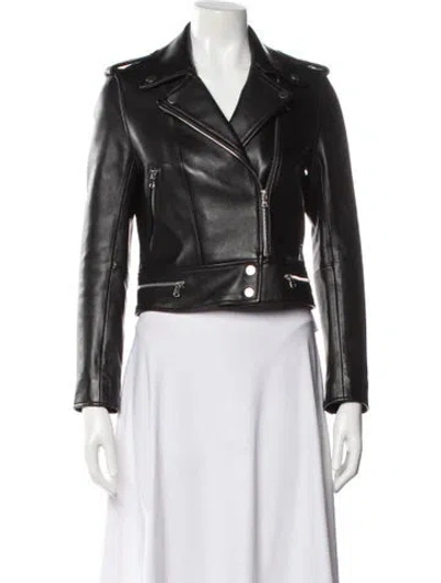 Pre-owned Sandro Leather Biker Jacket In Black