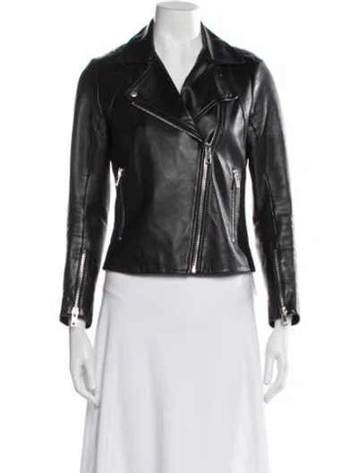 Pre-owned Sandro Leather Biker Jacket In Black