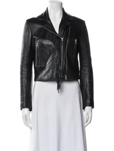 Pre-owned Sandro Leather Biker Jacket In Black