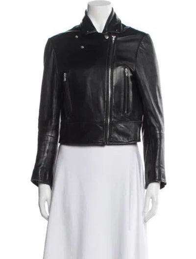 Pre-owned Sandro Leather Biker Jacket In Black