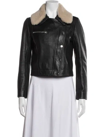 Pre-owned Sandro Leather Biker Jacket In Black