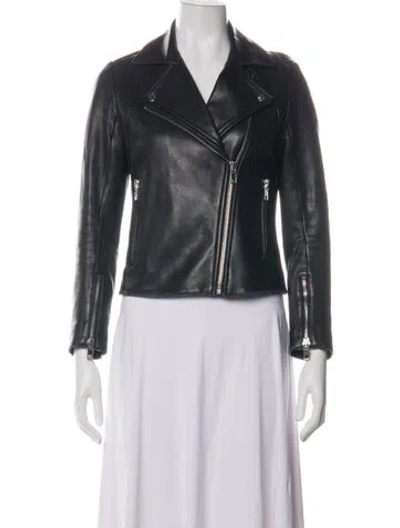Pre-owned Sandro Leather Biker Jacket In Black