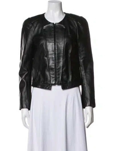 Pre-owned Sandro Leather Biker Jacket In Black
