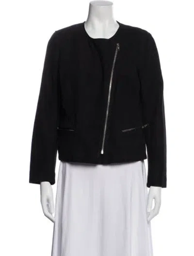 Pre-owned Sandro Leather Biker Jacket In Black