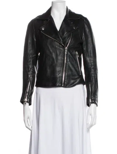 Pre-owned Sandro Leather Biker Jacket In Black