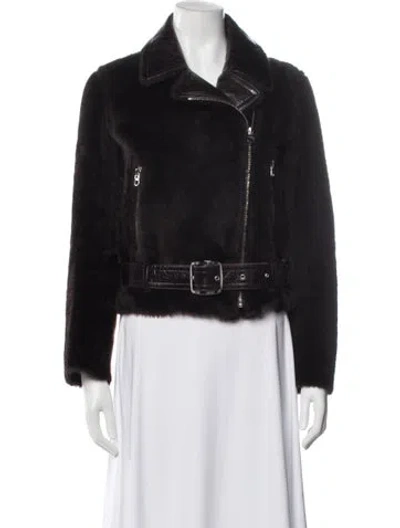 Pre-owned Sandro Leather Biker Jacket In Black