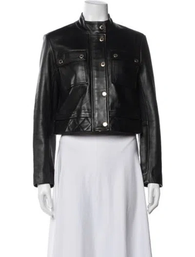 Pre-owned Sandro Leather Biker Jacket In Black