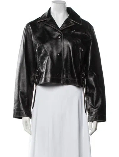 Pre-owned Sandro Leather Biker Jacket In Black