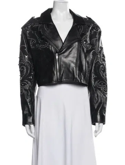 Pre-owned Sandro Leather Biker Jacket In Black
