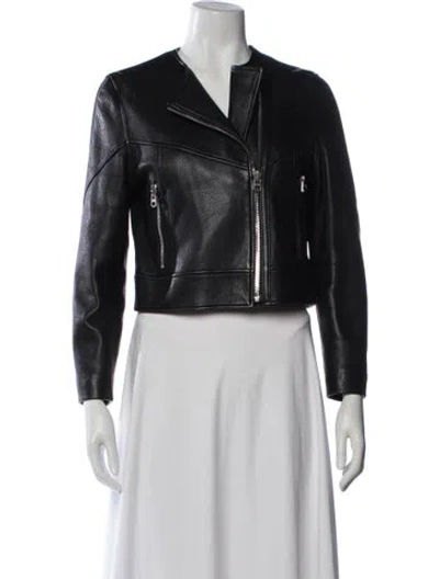 Pre-owned Sandro Leather Biker Jacket In Black